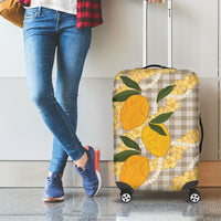 Maku'e Hawaiian Mango Palaka Luggage Cover Aloha Hibiscus Pikake Lei