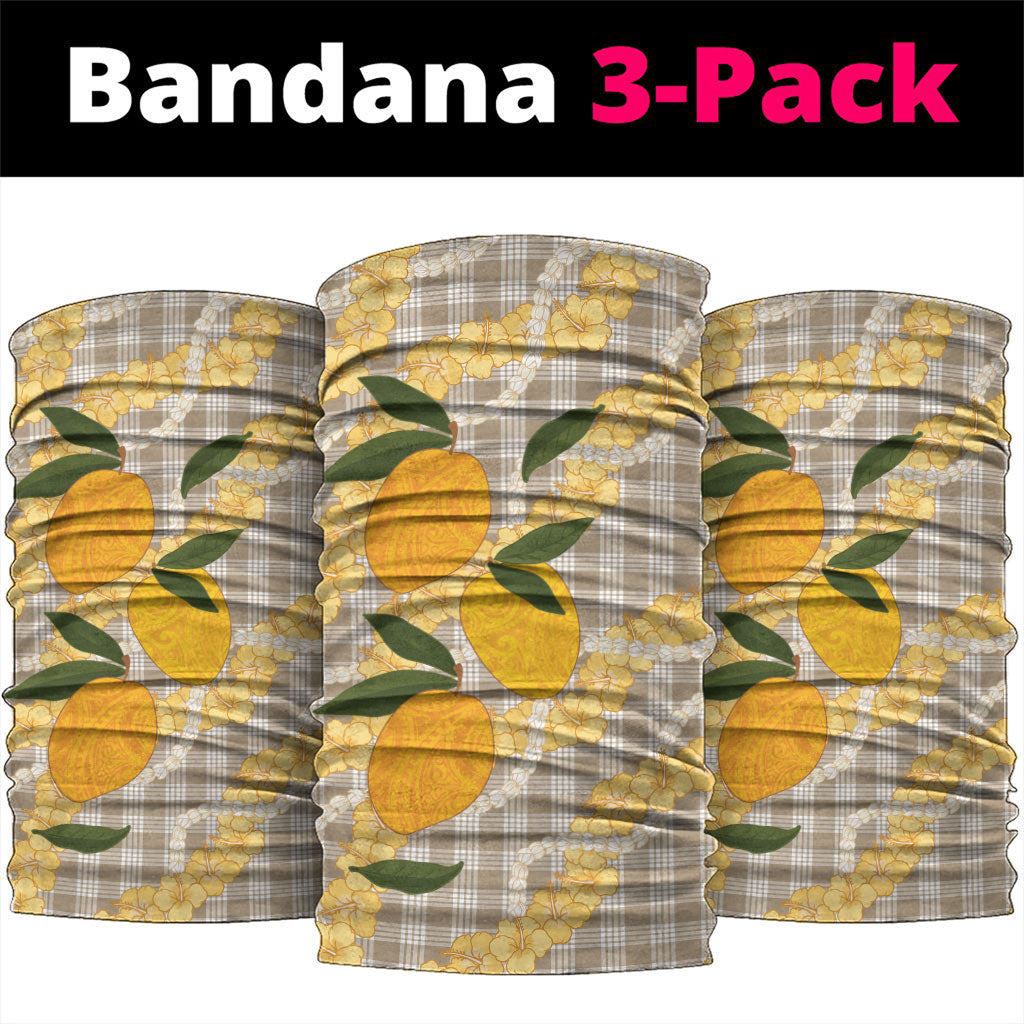 Maku'e Hawaiian Mango Palaka Neck Gaiter Aloha Hibiscus Pikake Lei
