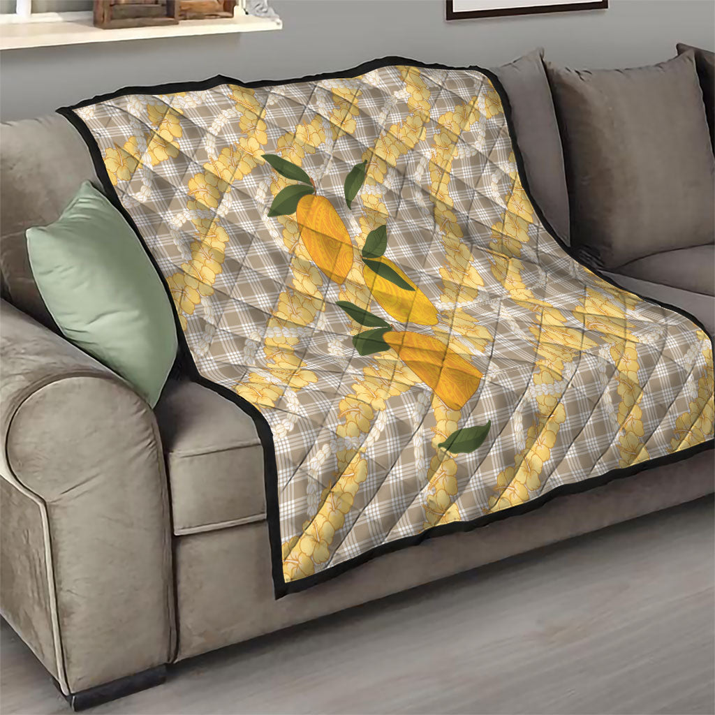 Maku'e Hawaiian Mango Palaka Quilt Aloha Hibiscus Pikake Lei