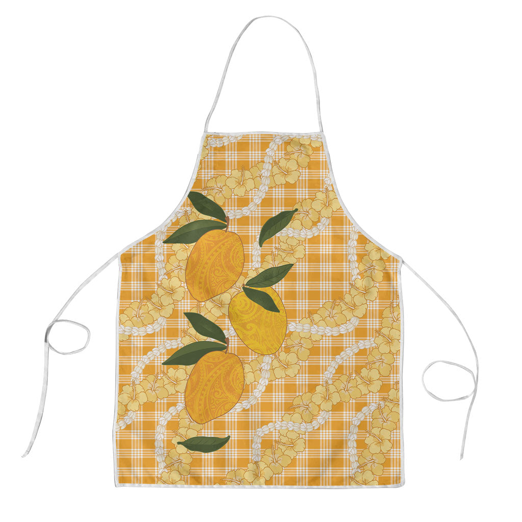 Alani Hawaiian Mango Palaka Apron Aloha Hibiscus Pikake Lei