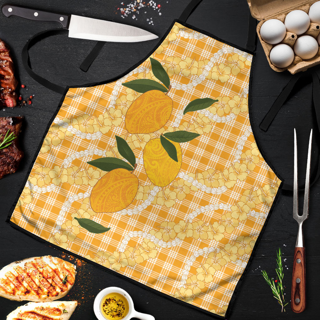 Alani Hawaiian Mango Palaka Apron Aloha Hibiscus Pikake Lei
