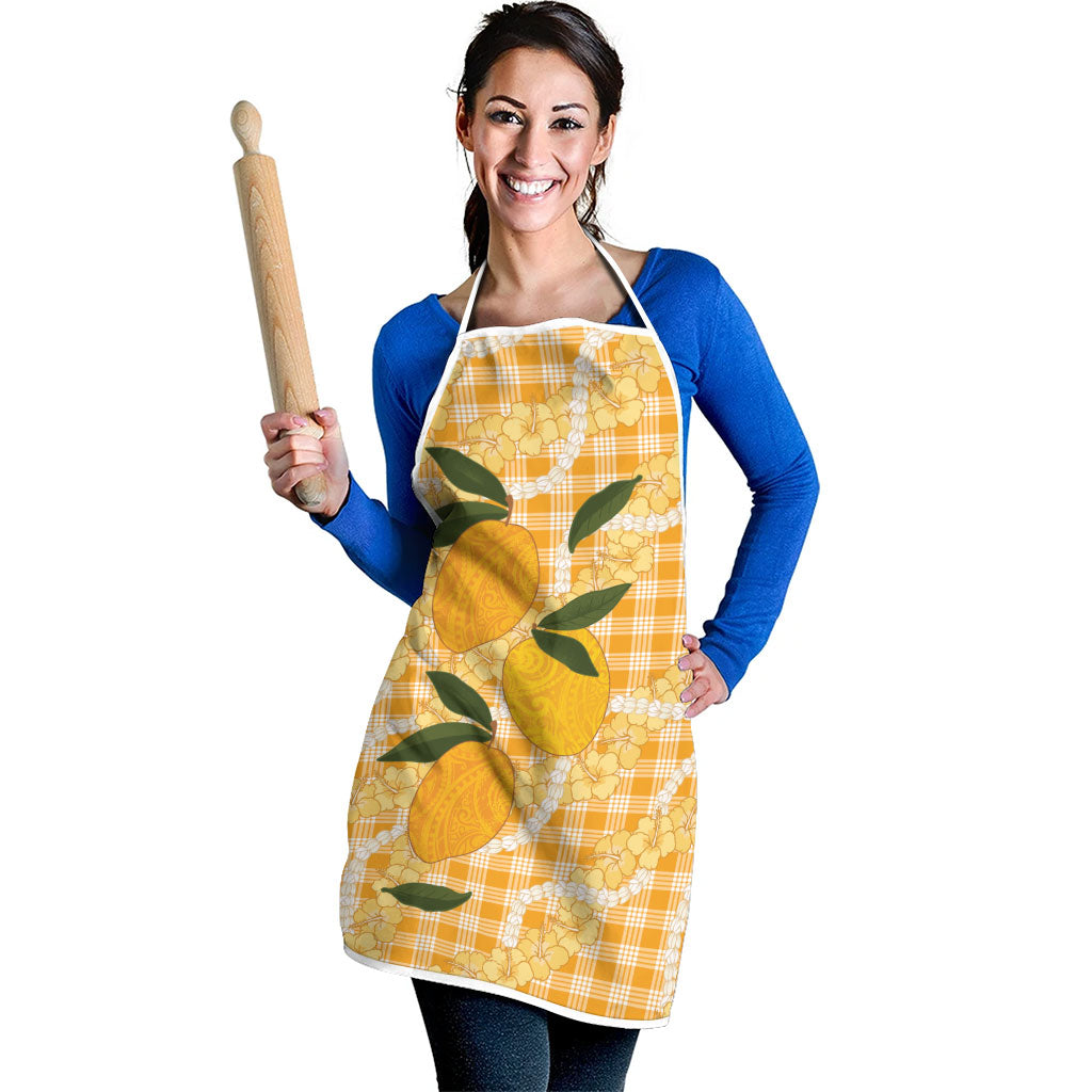 Alani Hawaiian Mango Palaka Apron Aloha Hibiscus Pikake Lei