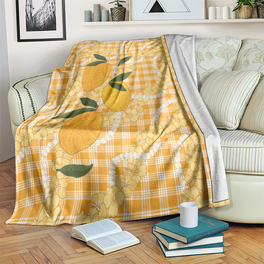 Alani Hawaiian Mango Palaka Blanket Aloha Hibiscus Pikake Lei