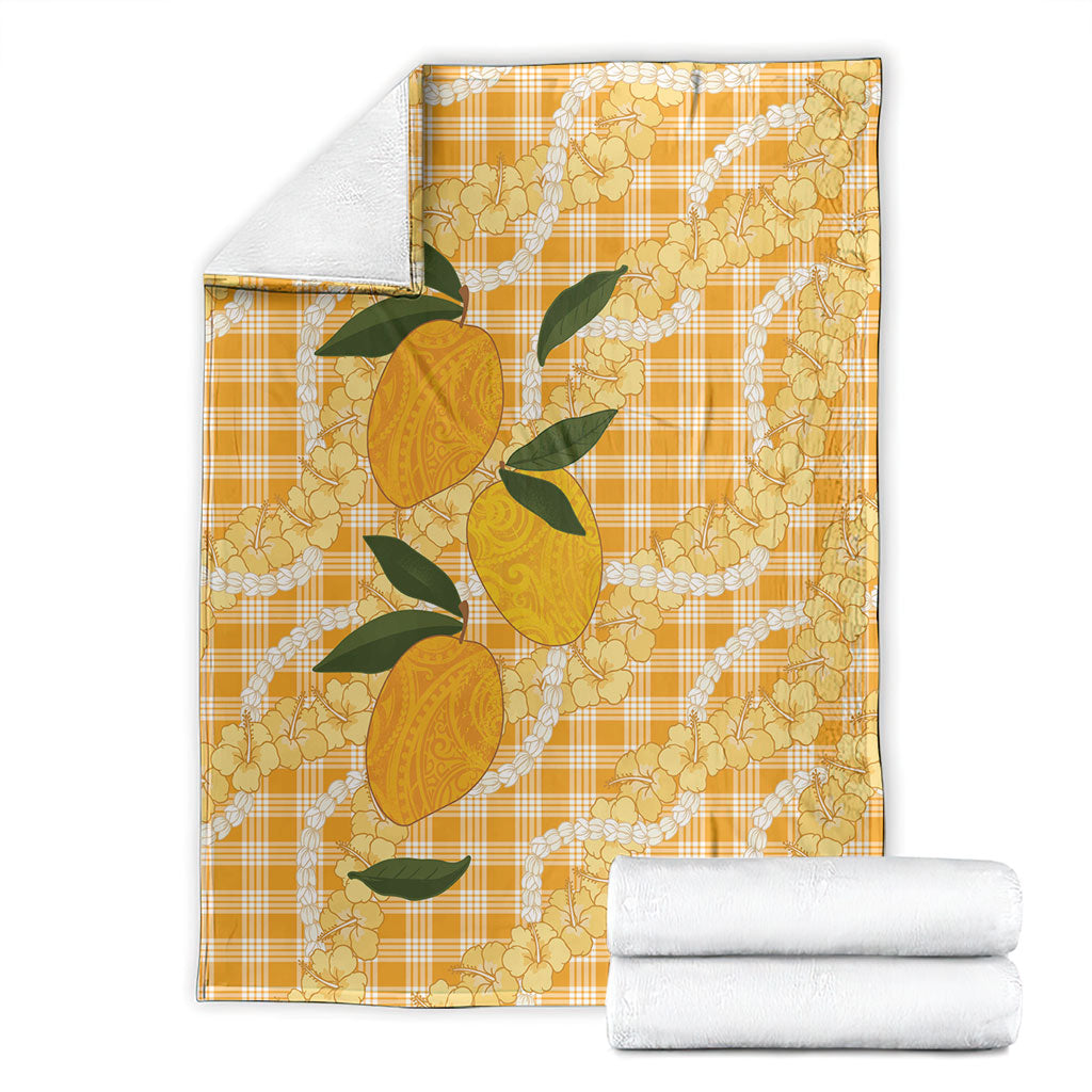 Alani Hawaiian Mango Palaka Blanket Aloha Hibiscus Pikake Lei