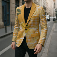 Alani Hawaiian Mango Palaka Blazer Aloha Hibiscus Pikake Lei