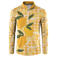 Alani Hawaiian Mango Palaka Button Sweatshirt Aloha Hibiscus Pikake Lei