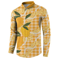 Alani Hawaiian Mango Palaka Button Sweatshirt Aloha Hibiscus Pikake Lei