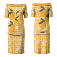 Alani Hawaiian Mango Palaka Couples Matching Puletasi and Hawaiian Shirt Aloha Hibiscus Pikake Lei