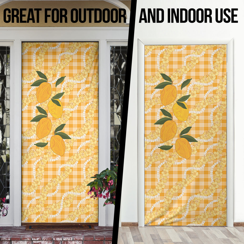 Alani Hawaiian Mango Palaka Door Cover Aloha Hibiscus Pikake Lei