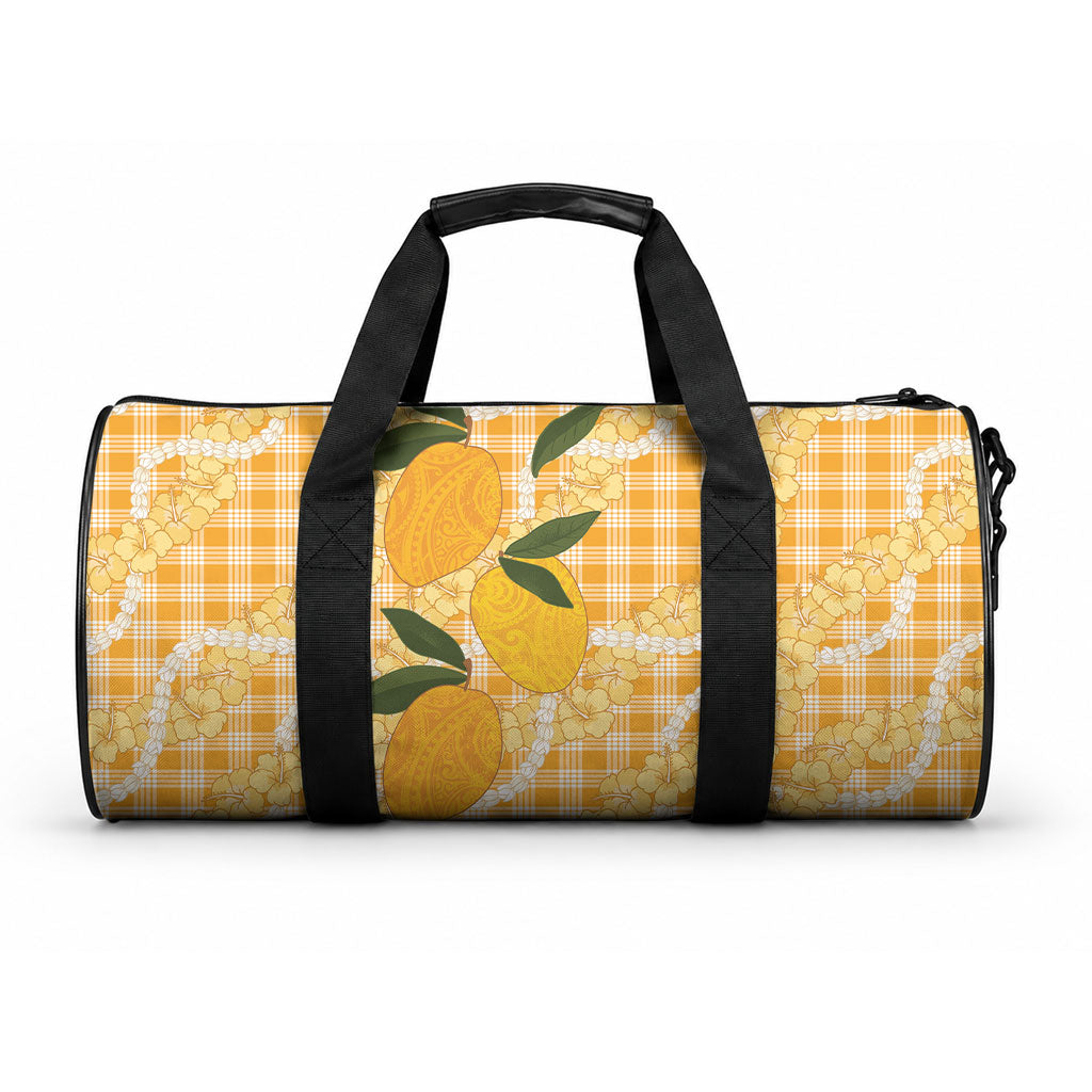 Alani Hawaiian Mango Palaka Duffle Bag Aloha Hibiscus Pikake Lei LT9 One size Orange - Polynesian Pride