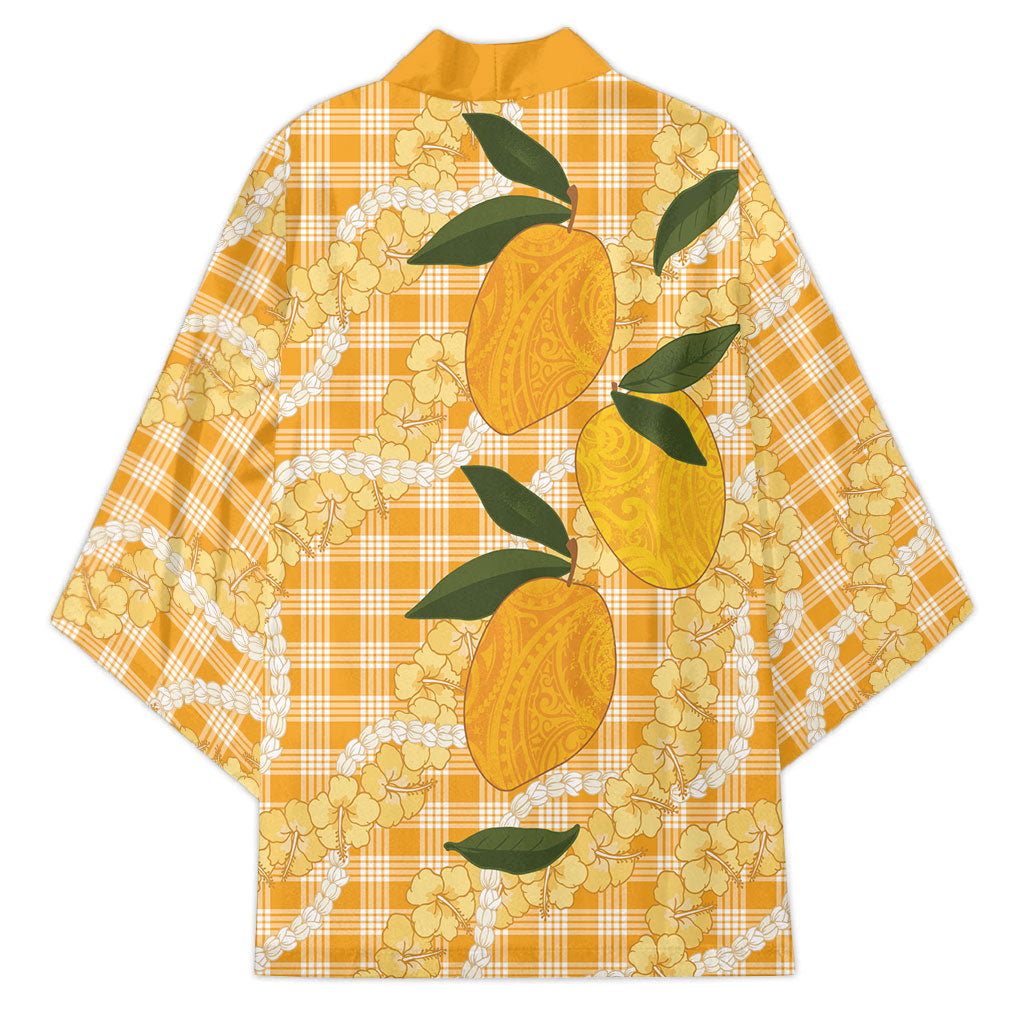 Alani Hawaiian Mango Palaka Kimono Aloha Hibiscus Pikake Lei