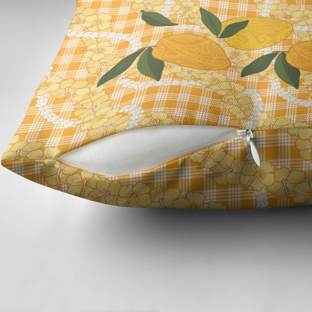 Alani Hawaiian Mango Palaka Pillow Cover Aloha Hibiscus Pikake Lei