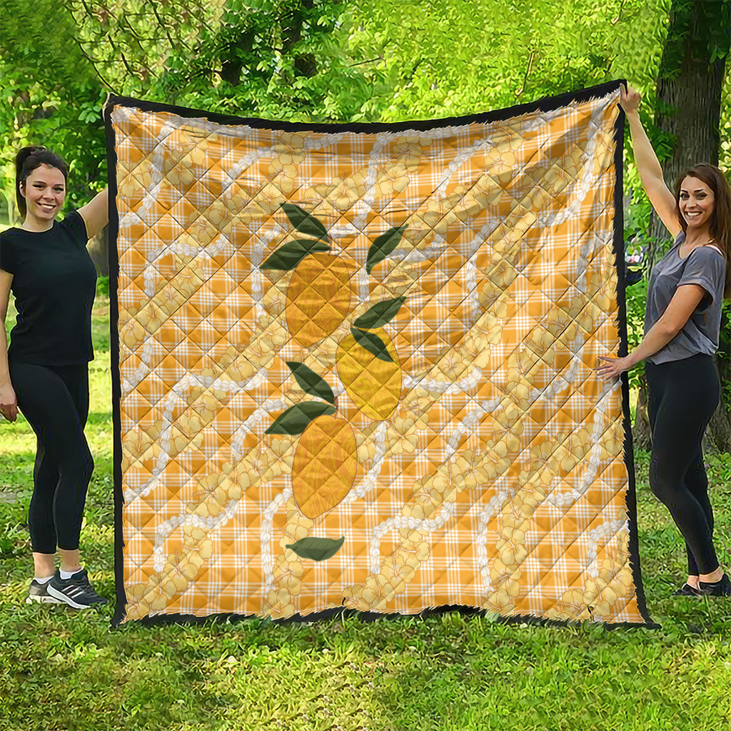 Alani Hawaiian Mango Palaka Quilt Aloha Hibiscus Pikake Lei