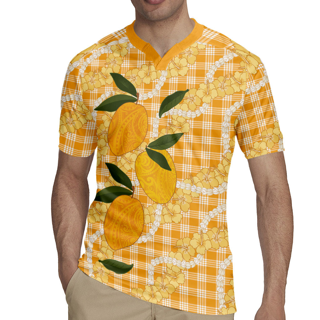 Alani Hawaiian Mango Palaka Rugby Jersey Aloha Hibiscus Pikake Lei