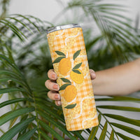 Alani Hawaiian Mango Palaka Skinny Tumbler Aloha Hibiscus Pikake Lei