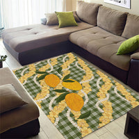 Uliuli Ahiahia Hawaiian Mango Palaka Area Rug Aloha Hibiscus Pikake Lei