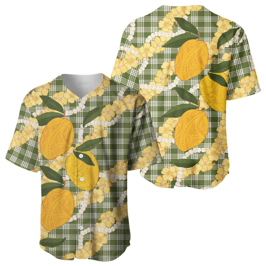 Uliuli Ahiahia Hawaiian Mango Palaka Baseball Jersey Aloha Hibiscus Pikake Lei