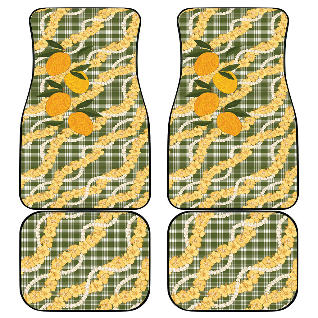 Uliuli Ahiahia Hawaiian Mango Palaka Car Mats Aloha Hibiscus Pikake Lei