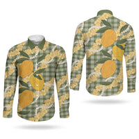 Uliuli Ahiahia Hawaiian Mango Palaka Couples Matching Off Shoulder Short Dress and Long Sleeve Button Shirt Aloha Hibiscus Pikake Lei