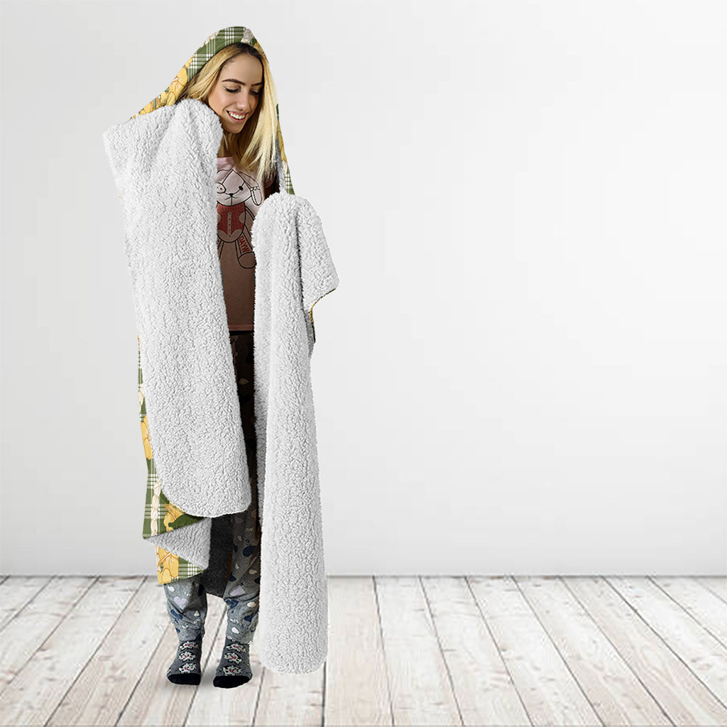 Uliuli Ahiahia Hawaiian Mango Palaka Hooded Blanket Aloha Hibiscus Pikake Lei