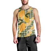 Uliuli Ahiahia Hawaiian Mango Palaka Men Tank Top Aloha Hibiscus Pikake Lei