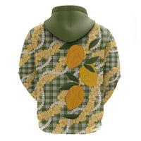 Uliuli Ahiahia Hawaiian Mango Palaka Zip Hoodie Aloha Hibiscus Pikake Lei