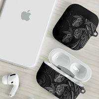 Hawaiian Mango Tribal Tattoo AirPods Case Black White Pacific Traditional Pattern