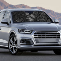 Hawaiian Mango Tribal Tattoo Auto Sun Shade Black White Pacific Traditional Pattern