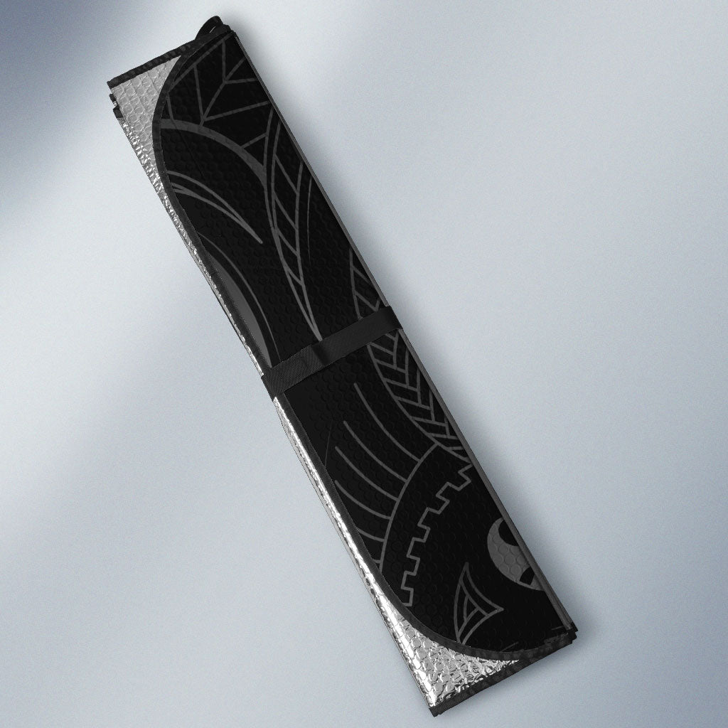 Hawaiian Mango Tribal Tattoo Auto Sun Shade Black White Pacific Traditional Pattern