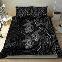 Hawaiian Mango Tribal Tattoo Bedding Set Black White Pacific Traditional Pattern