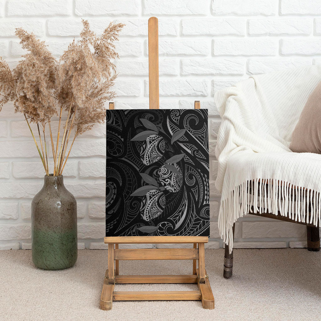 Hawaiian Mango Tribal Tattoo Canvas Wall Art Black White Pacific Traditional Pattern