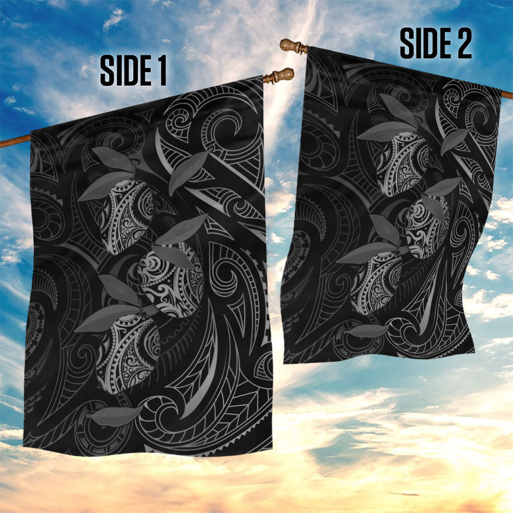 Hawaiian Mango Tribal Tattoo Garden Flag Black White Pacific Traditional Pattern