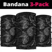Hawaiian Mango Tribal Tattoo Neck Gaiter Black White Pacific Traditional Pattern