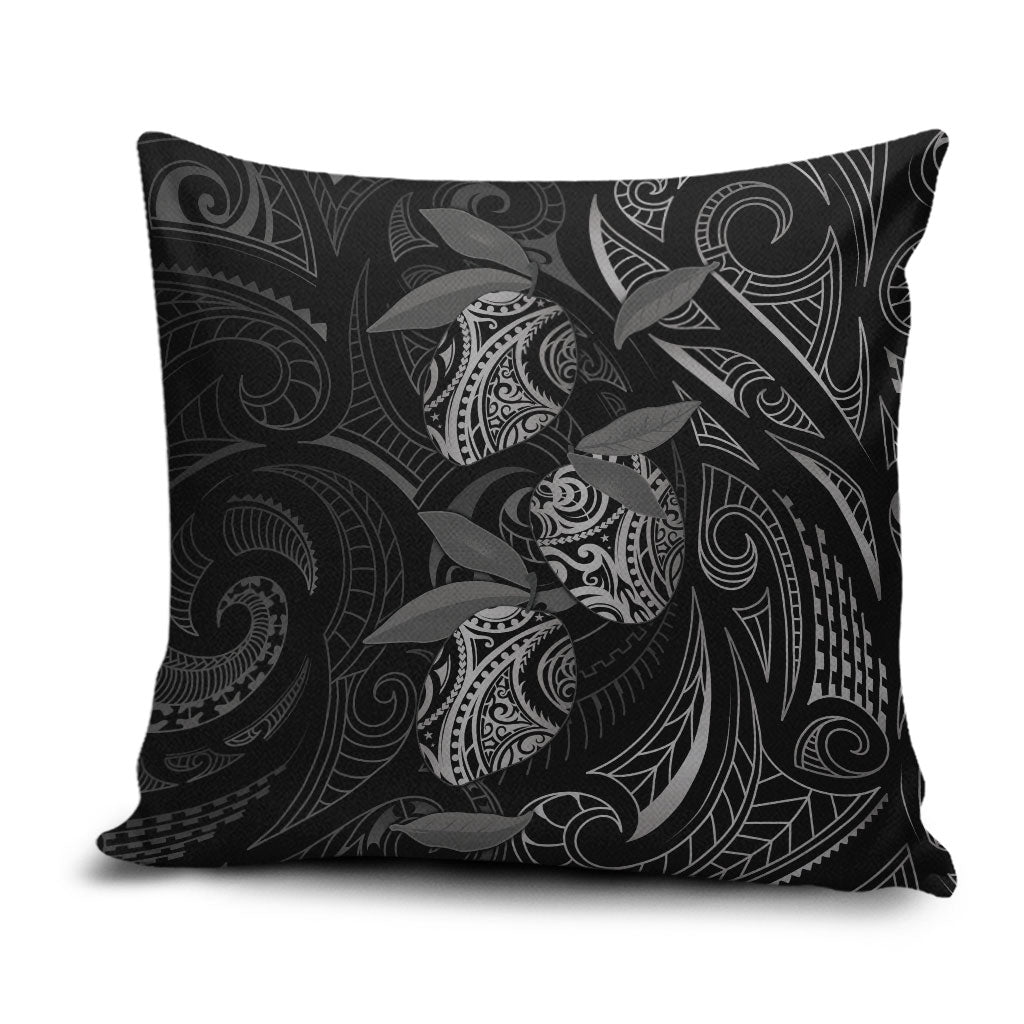 Hawaiian Mango Tribal Tattoo Pillow Cover Black White Pacific Traditional Pattern