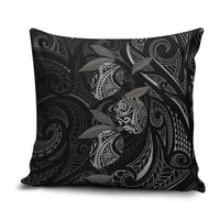 Hawaiian Mango Tribal Tattoo Pillow Cover Black White Pacific Traditional Pattern
