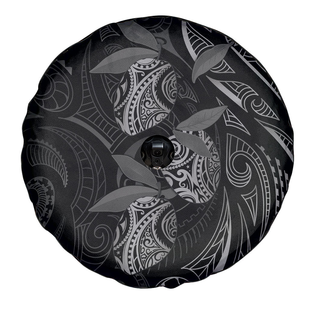 Hawaiian Mango Tribal Tattoo Spare Tire Cover Black White Pacific Traditional Pattern