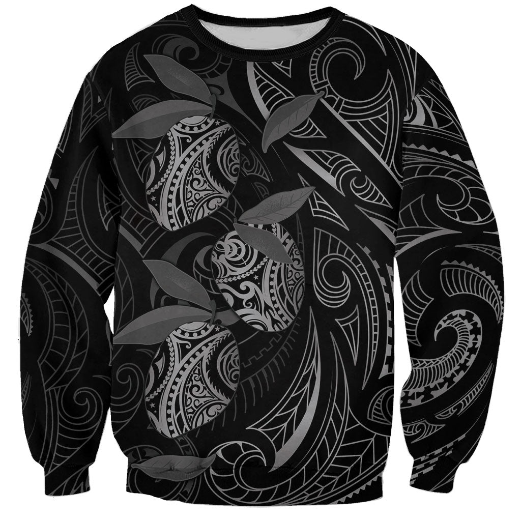 Hawaiian Mango Tribal Tattoo Sweatshirt Black White Pacific Traditional Pattern