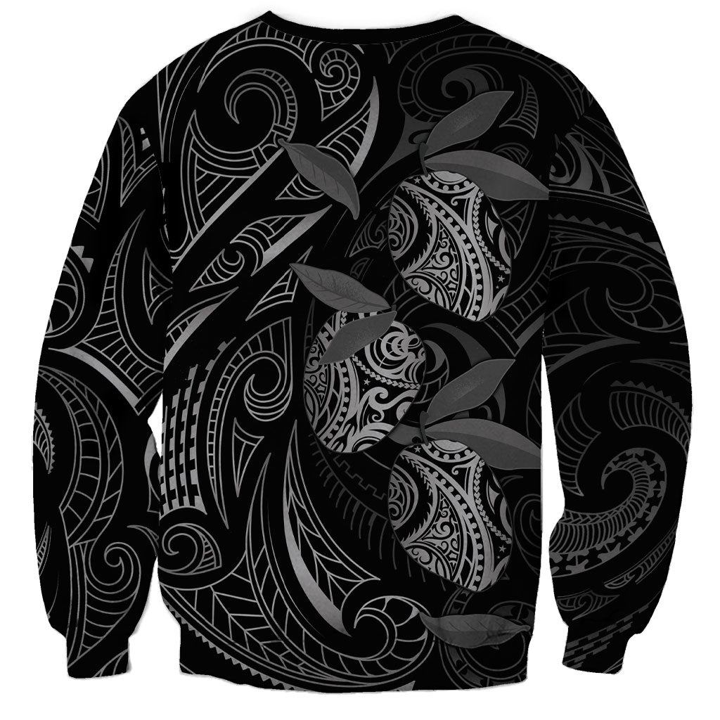 Hawaiian Mango Tribal Tattoo Sweatshirt Black White Pacific Traditional Pattern