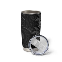 Hawaiian Mango Tribal Tattoo Tumbler Cup Black White Pacific Traditional Pattern