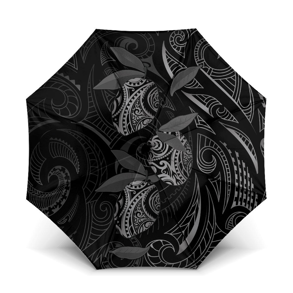 Hawaiian Mango Tribal Tattoo Umbrella Black White Pacific Traditional Pattern