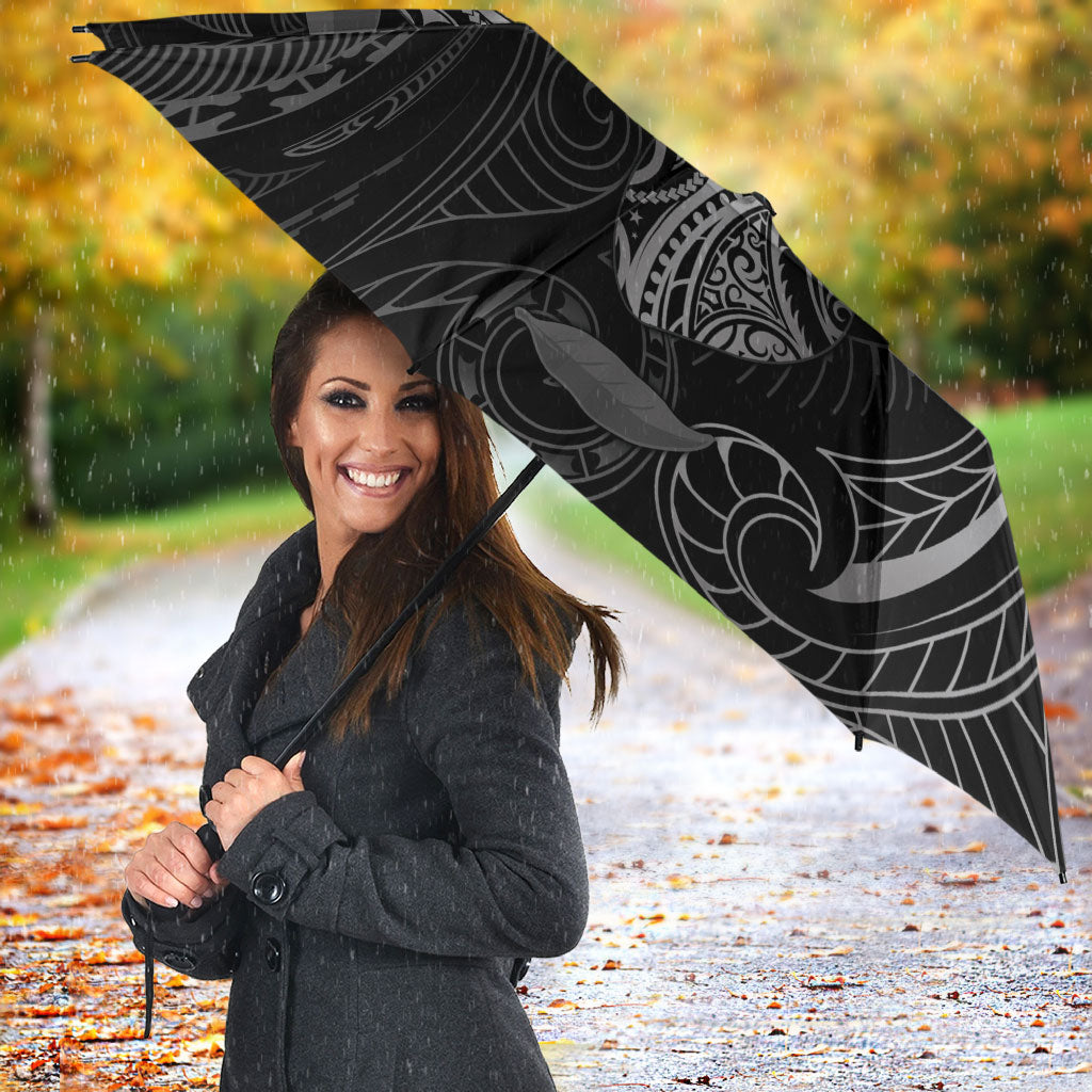 Hawaiian Mango Tribal Tattoo Umbrella Black White Pacific Traditional Pattern