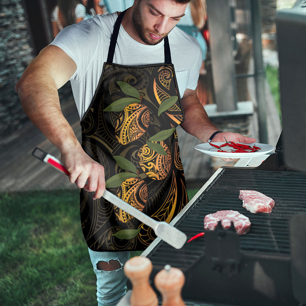 Hawaiian Mango Tribal Tattoo Apron Gold Pacific Traditional Pattern