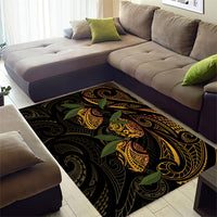 Hawaiian Mango Tribal Tattoo Area Rug Gold Pacific Traditional Pattern