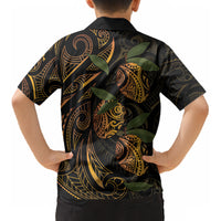 Hawaiian Mango Tribal Tattoo Kid Hawaiian Shirt Gold Pacific Traditional Pattern