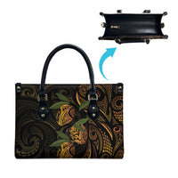 Hawaiian Mango Tribal Tattoo Leather Bag Gold Pacific Traditional Pattern