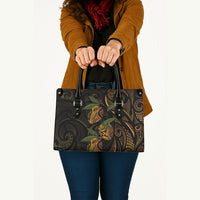 Hawaiian Mango Tribal Tattoo Leather Bag Gold Pacific Traditional Pattern