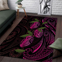 Hawaiian Mango Tribal Tattoo Area Rug Pink Pacific Traditional Pattern