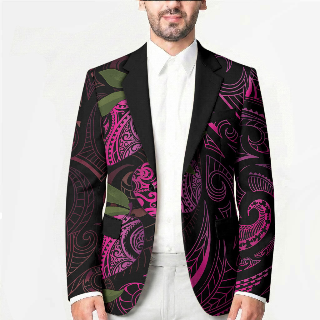 Hawaiian Mango Tribal Tattoo Blazer Pink Pacific Traditional Pattern