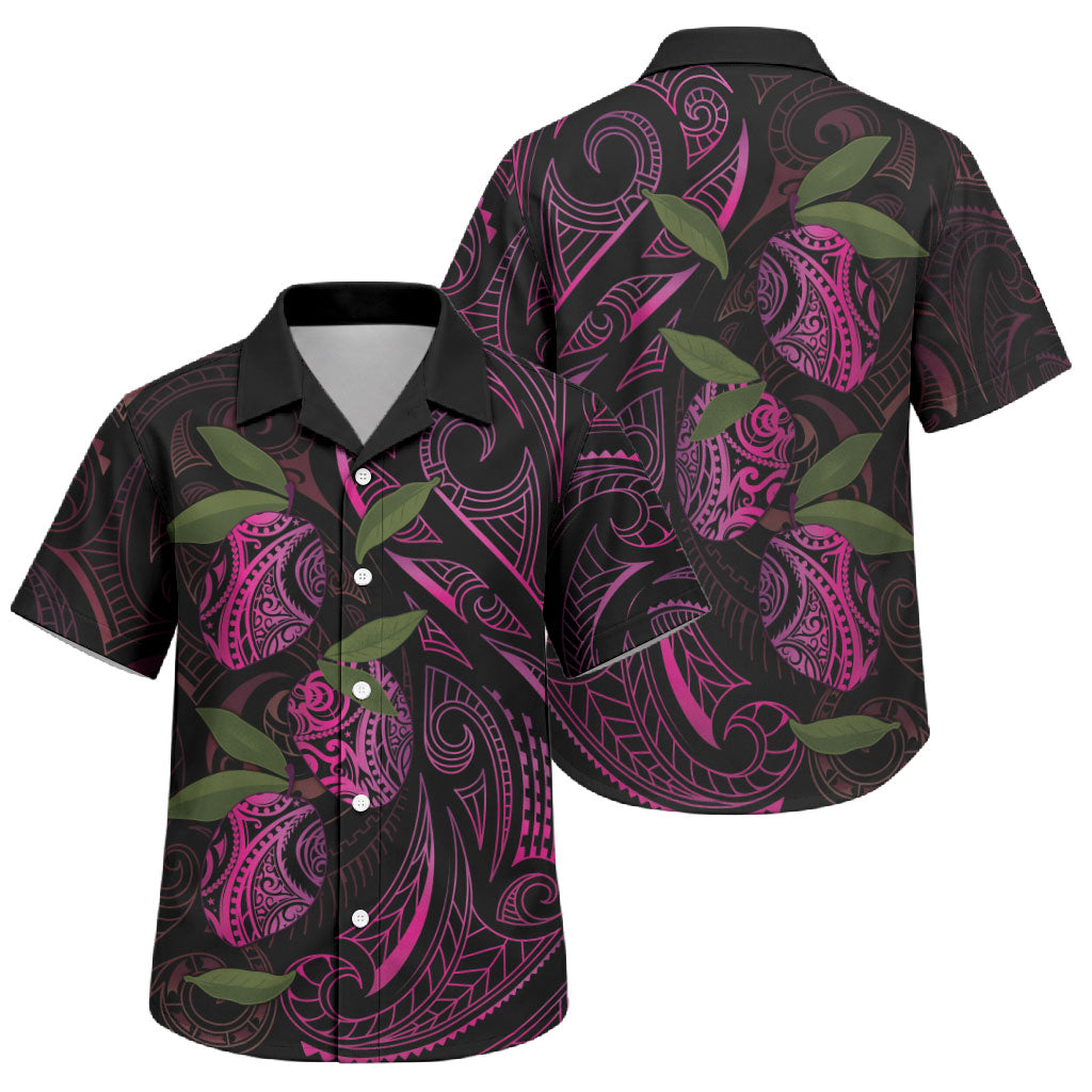 Hawaiian Mango Tribal Tattoo Family Matching Summer Maxi Dress and Hawaiian Shirt Pink Pacific Traditional Pattern