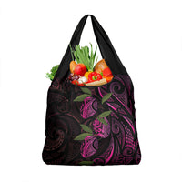 Hawaiian Mango Tribal Tattoo Grocery Bag Pink Pacific Traditional Pattern